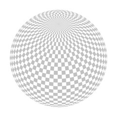 Checkered globe in light grey and white. 3D chess sphere. Vector illustration