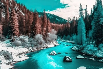 Winter landscape created with Generative AI technology
