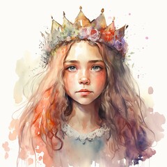 Watercolor Girl Princess Cute