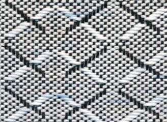 Close-up handwoven wavy pattern in black and white.