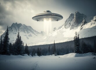Fototapeta na wymiar UFO in Alaska, ovni, et