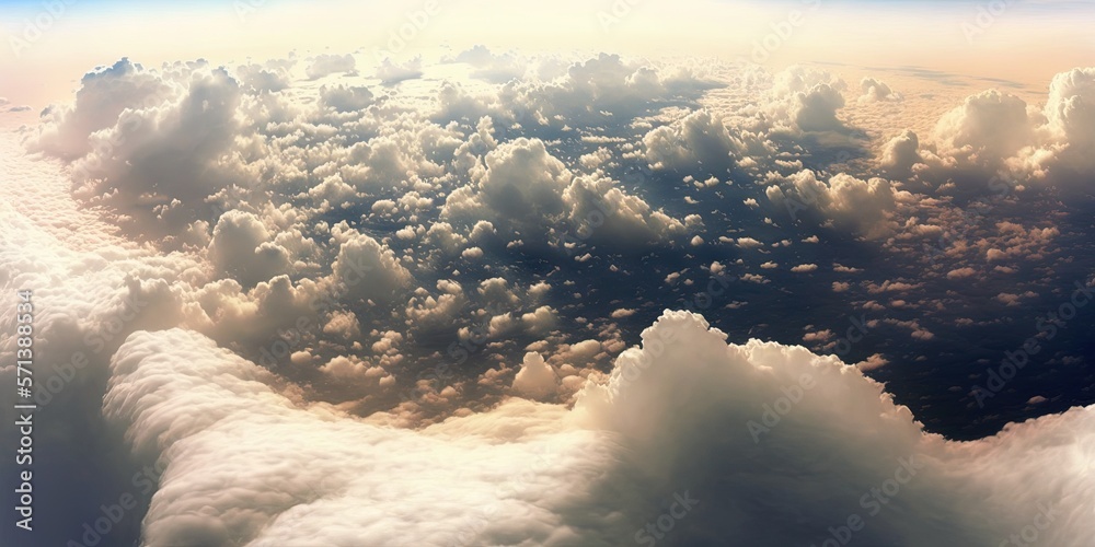 Canvas Prints View from an airplane window of clouds. Generative AI