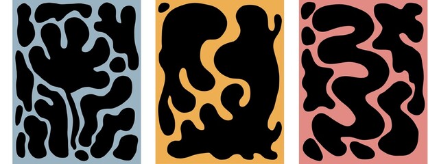 Abstract coral illustrations. Contemporary organic shapes posters, Matisse style. graphic design