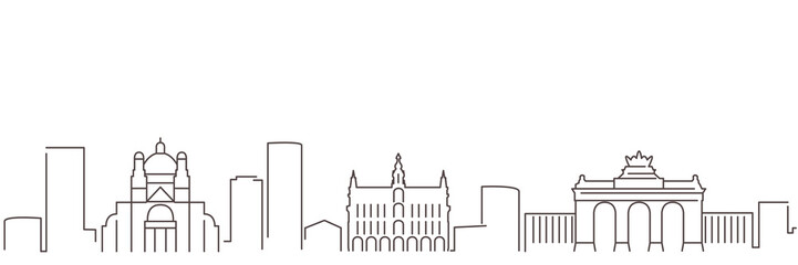 Brussels Dark Line Simple Minimalist Skyline With White Background