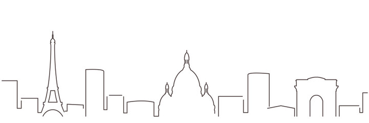 Paris Dark Line Simple Minimalist Skyline With White Background