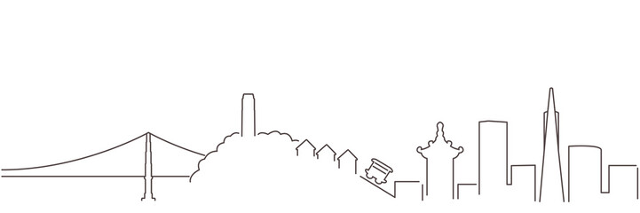Fototapeta premium San Francisco Dark Line Simple Minimalist Skyline With White Background