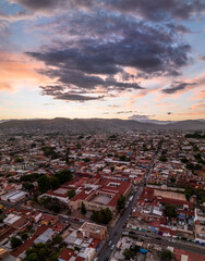 Fototapeta na wymiar Beautiful aerial view of the city of Oaxaca in Mexico. Amazing sunset.