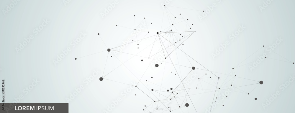 Poster abstract science atom technology. connection dot and line. biology structure design