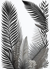 seamless pattern with palm leaves on white background illustration created with Generative Ai