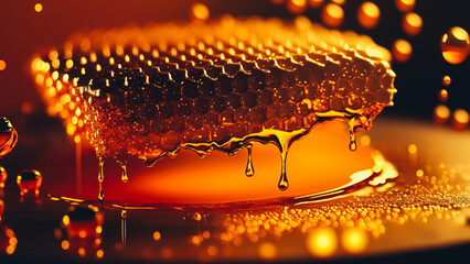 Texture of natural golden honey food background