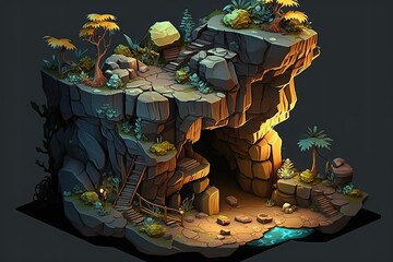 Illustration of a platform game level design - Created with Generative Ai