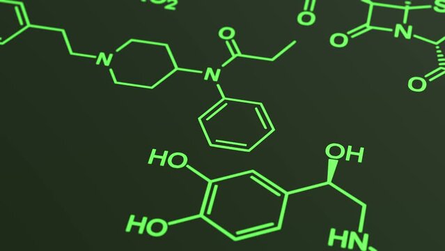 green organic chemistry structure formula 3d representation, can be used to represent science, pharmacy, antioxidant or biotechnology