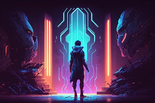 Premium Photo  Illustration of gaming background abstract cyberpunk style  of gamer wallpaper neon glow light of scifi fluorescent sticks digitally  generated image not based on any actual scene or pattern