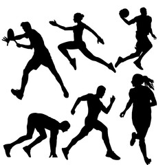 people silhouettes, sports silhouettes, sports, athletes, soccer, hockey, athletics, fitness, vector, sports, fit, health, training