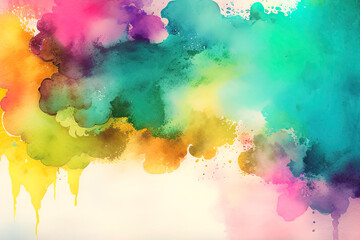 Obraz premium Colorful watercolor splatter ink back ground with canvas texture Generative AI