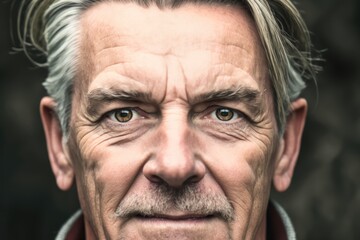 Fototapeta premium Smiling senior man looking at the camera. Generative AI