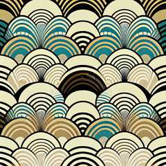 Japanese traditional pattern, ukiyo-e, waves, colorful