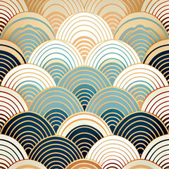 Fototapeta na wymiar Japanese traditional pattern, ukiyo-e, waves, colorful