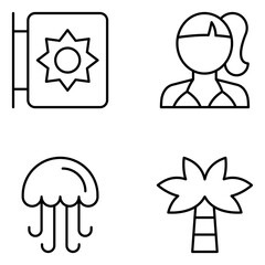 Beach Vector Line Icons