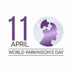 World Parkinson's Day. April 11. Health and memory problems. Banner.