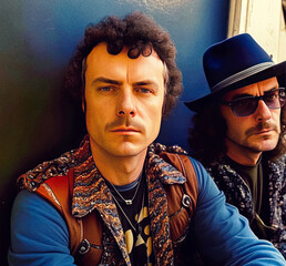 Portrait of a stylish 70s rockstar - generative ai