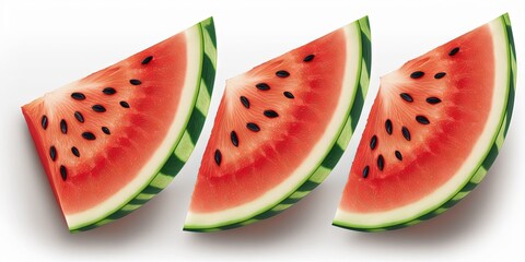 Slices of watermelon on a white background. Generative AI