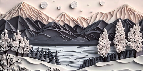 Handmade Wintry Delight - Winter Landscape Paper Quilling Illustration