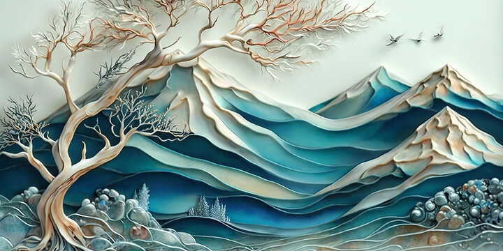Snowy Serendipity - Winter Landscape Paper Quilling Illustration