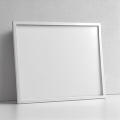 Horizontal white frame mockup, blank wall art frame mockup, 3D rendering. Generative AI
