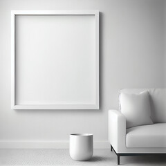 Frame mockup in living room. Wall art framed canvas poster mockup. Generative AI