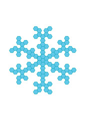 grafik in form einer schneeflocke in blauen farben