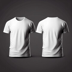 Blank t-shirt mockup, white tee front and back view. Generative AI