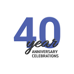 40th anniversary celebration logo design. vector festive illustration. Realistic 3d sign. Party event decoration