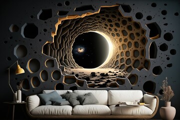 Dark hole Imaginative wallcoverings. This image's components were provided by NASA. Generative AI © 2ragon