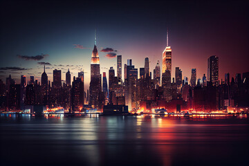 Fototapeta na wymiar New York City Sunset Skyline