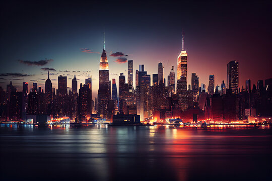 New York City Sunset Skyline © HY