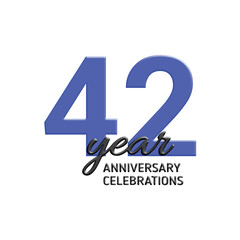 42th anniversary celebration logo design. vector festive illustration. Realistic 3d sign. Party event decoration