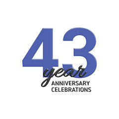 43th anniversary celebration logo design. vector festive illustration. Realistic 3d sign. Party event decoration