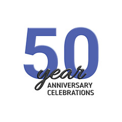 50th anniversary celebration logo design. vector festive illustration. Realistic 3d sign. Party event decoration