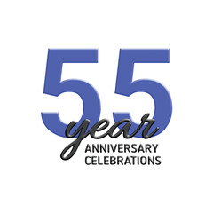 55th anniversary celebration logo design. vector festive illustration. Realistic 3d sign. Party event decoration