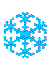grafik in form einer schneeflocke in blauen farben