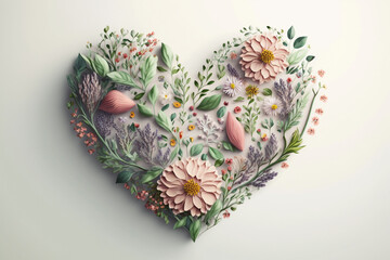 Pastel Heart Made of Flowers