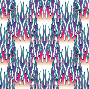 Fire flames seamless pattern vector illustration. Vector fire seamless background for flame wallpaper, wrapping, packaging, fabric and textile design.