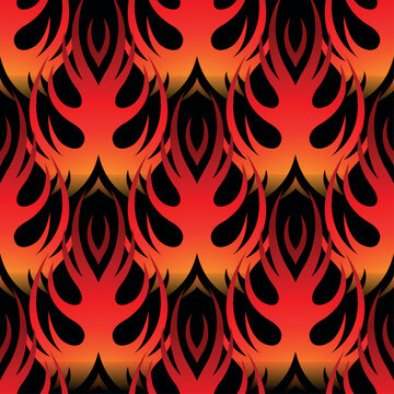 Seamless pattern vector fire flame image. Fire flames repeating tile background wallpaper texture design.