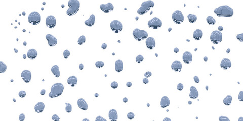 Water droplets shape distorted raindrops background 3d render 