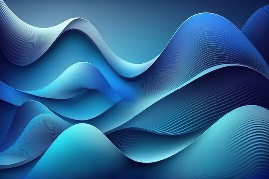 Abstract blue wavy background. Pattern 3D render Style. Generative AI illustration © Pajaros Volando