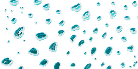 Water droplets shape distorted raindrops background 3d render 