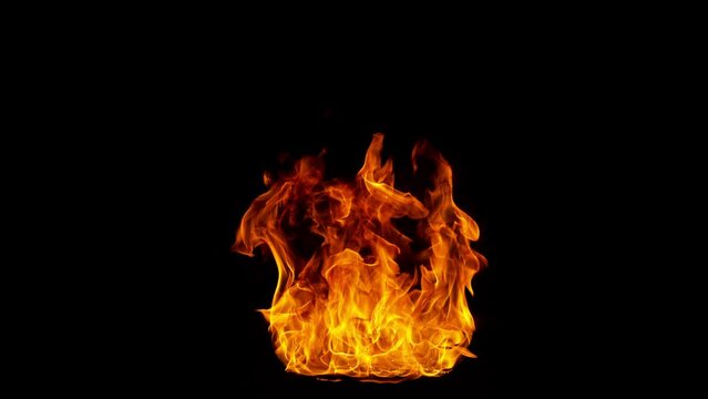 Super Slow Motion Shot of Real Fire Flame Isolated on Black Background at 1000fps.