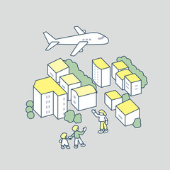 空の上の移動。
旅行と交流