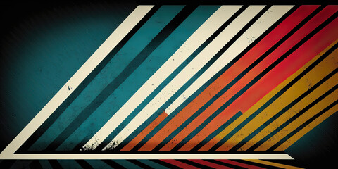 abstract colorful retro style background with colorful lines and waves, generative ai